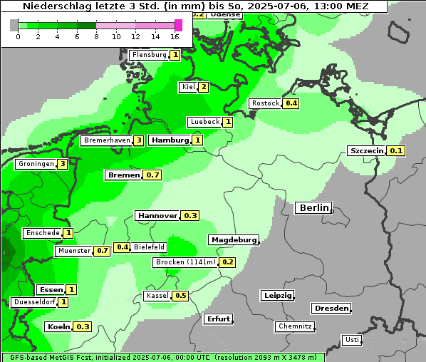 Niederschlag, 6. 7. 2025