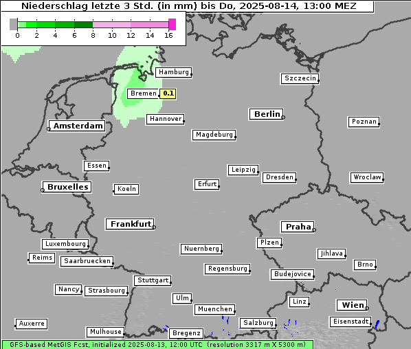 Niederschlag, 14. 8. 2025