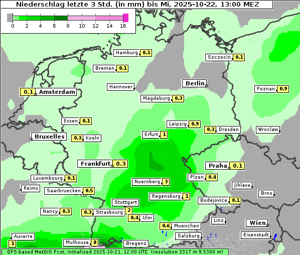 Niederschlag, 22. 10. 2025