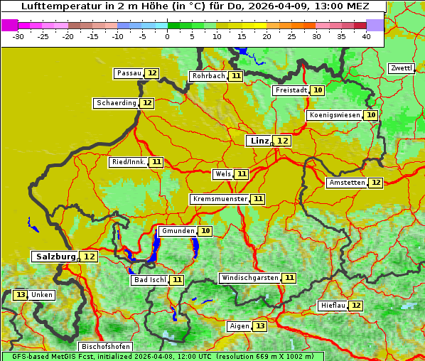 Temperatur, 9. 4. 2026