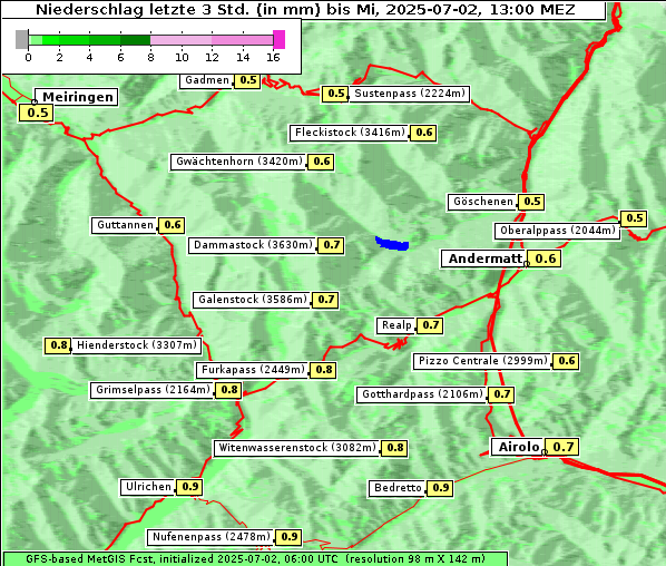 Niederschlag, 2. 7. 2025