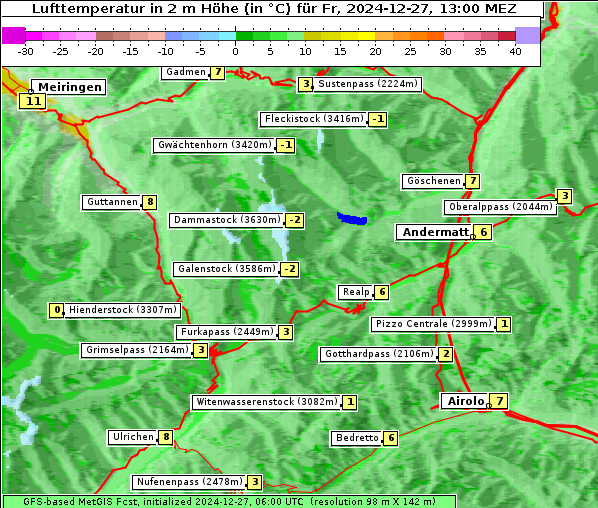 Temperatur, 27. 12. 2024