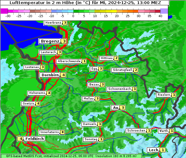 Temperatur, 25. 12. 2024