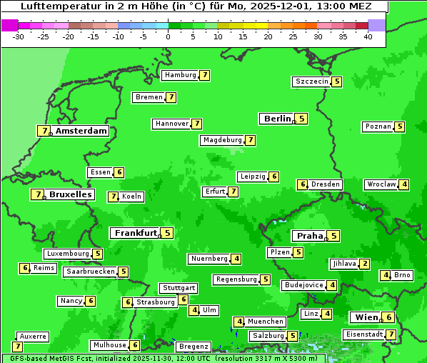 Temperatur, 1. 12. 2025