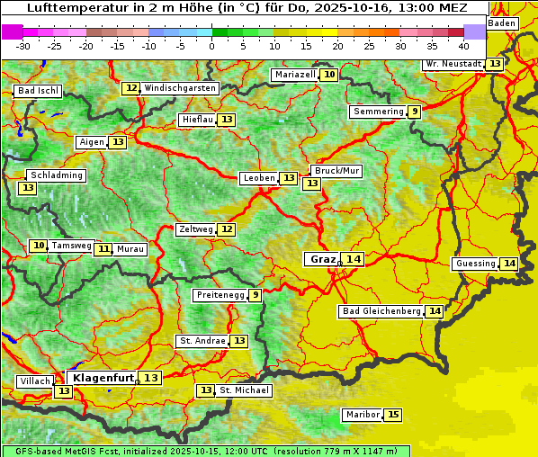 Temperatur, 16. 10. 2025