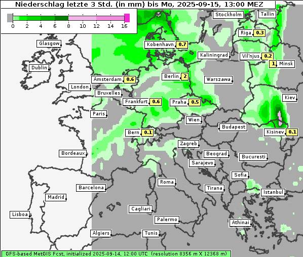 Niederschlag, 15. 9. 2025