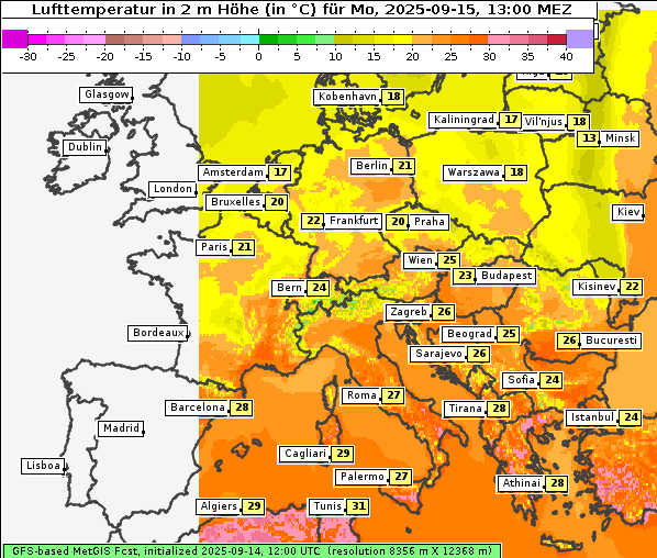 Temperatur, 15. 9. 2025