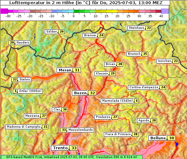 Temperatur, 3. 7. 2025