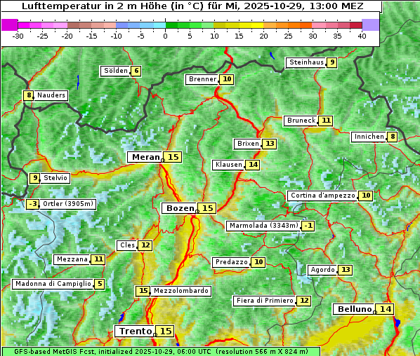 Temperatur, 29. 10. 2025
