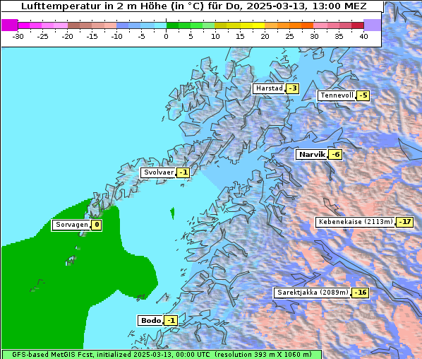 Temperatur, 13. 3. 2025