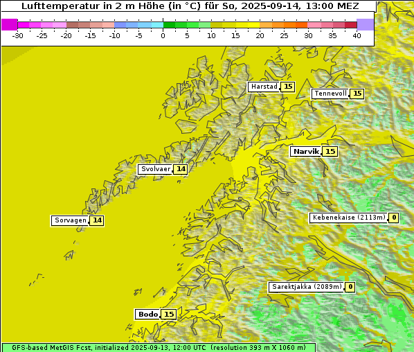Temperatur, 14. 9. 2025