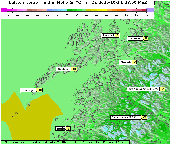 Temperatur, 14. 10. 2025