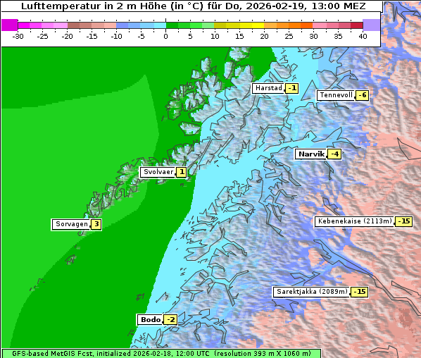 Temperatur, 19. 2. 2026