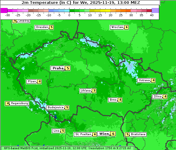 Temperatur, 19. 11. 2025