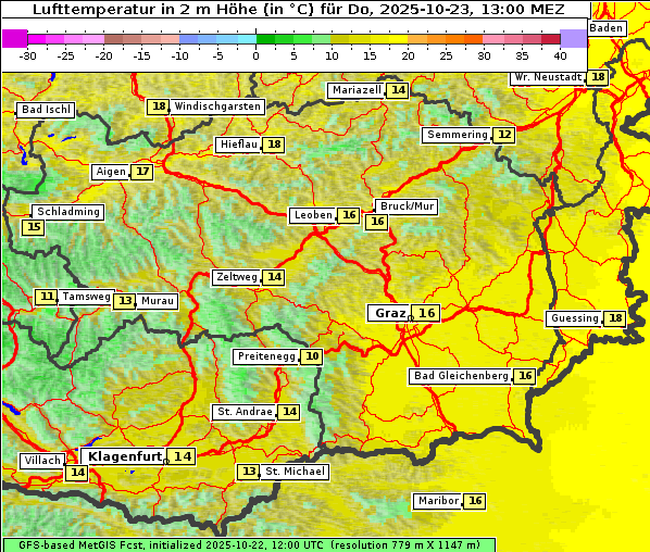 Temperatur, 23. 10. 2025