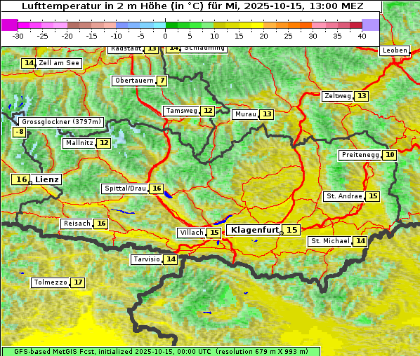 Temperatur, 15. 10. 2025