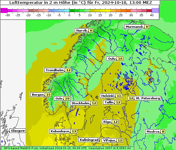 Temperatur, 18. 10. 2024