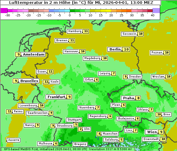 Temperatur, 1. 4. 2026