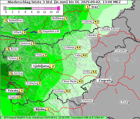 Niederschlag, 2. 9. 2025