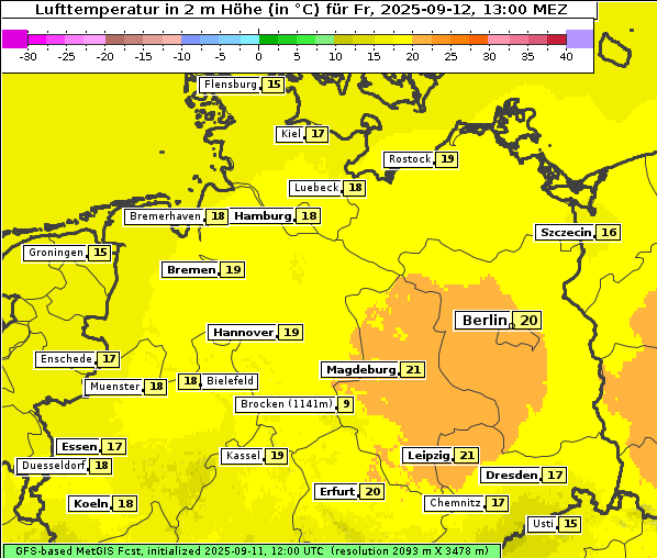 Temperatur, 12. 9. 2025