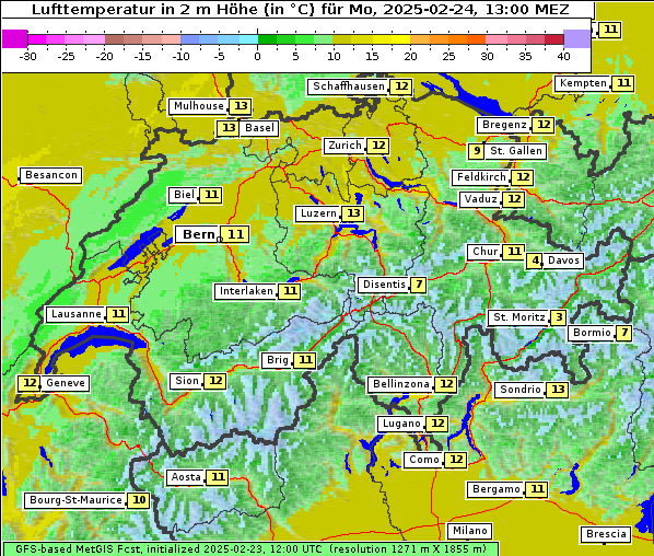 Temperatur, 24. 2. 2025