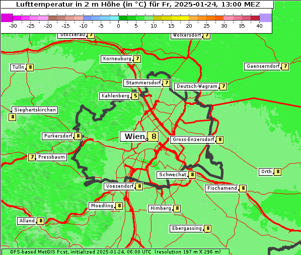 Temperatur, 24. 1. 2025