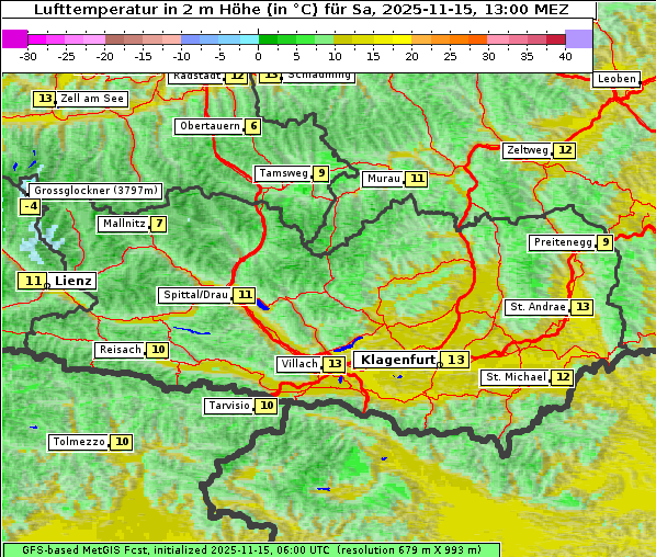 Temperatur, 15. 11. 2025
