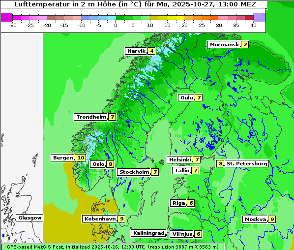 Temperatur, 27. 10. 2025