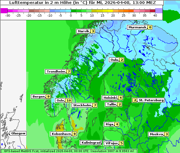 Temperatur, 8. 4. 2026