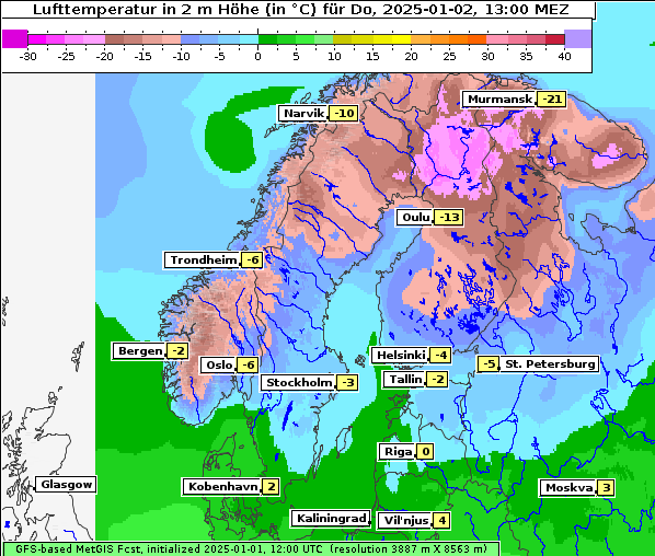 Temperatur, 2. 1. 2025