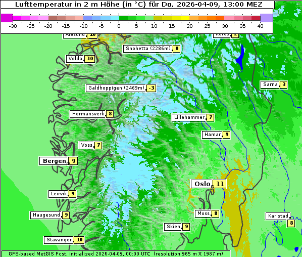 Temperatur, 9. 4. 2026