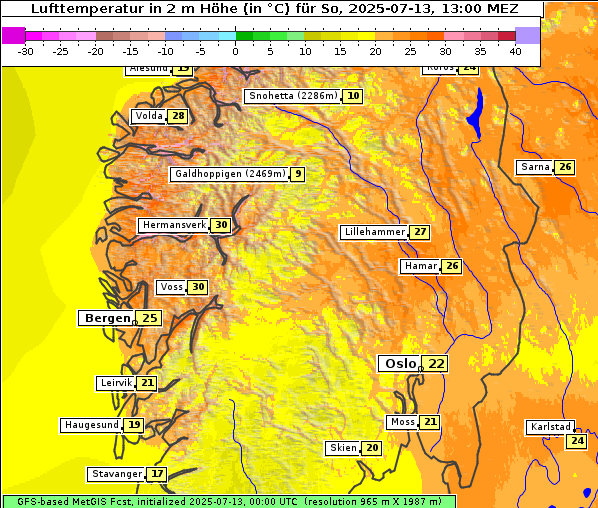 Temperatur, 13. 7. 2025