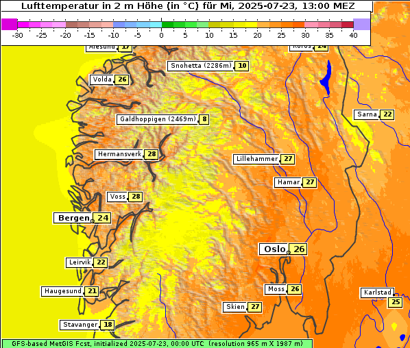 Temperatur, 23. 7. 2025