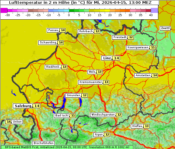 Temperatur, 15. 4. 2026
