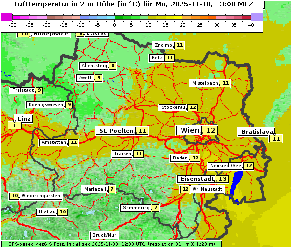 Temperatur, 10. 11. 2025