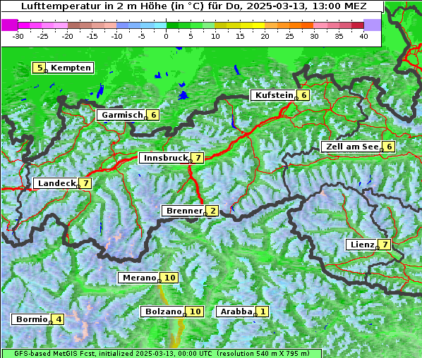 Temperatur, 13. 3. 2025