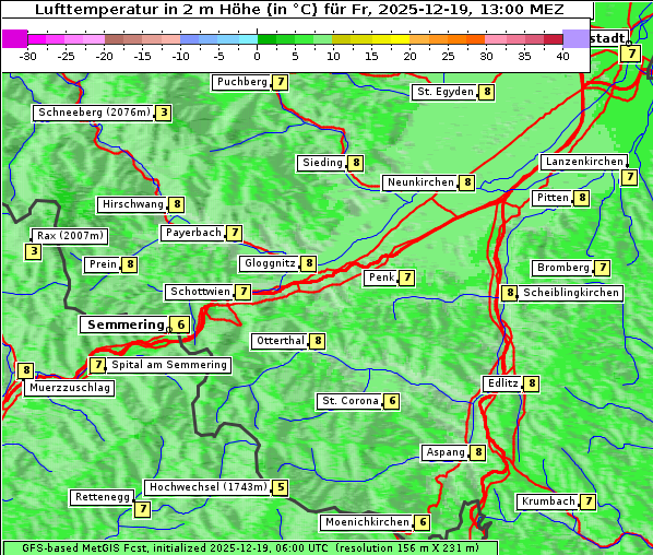 Temperatur, 19. 12. 2025