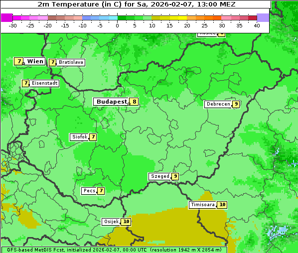 Temperatur, 7. 2. 2026