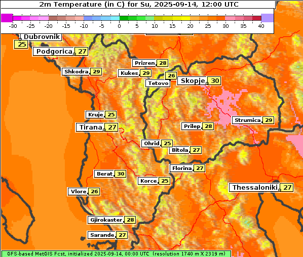 Temperatur, 14. 9. 2025
