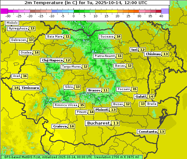 Temperatur, 14. 10. 2025