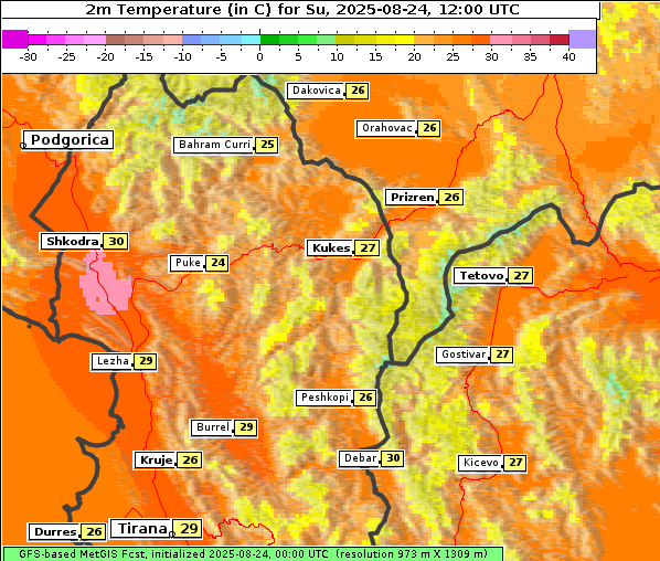 Temperatur, 24. 8. 2025