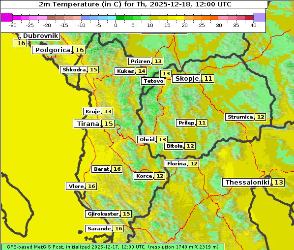 Temperatur, 18. 12. 2025