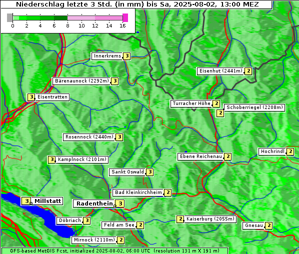 Niederschlag, 2. 8. 2025