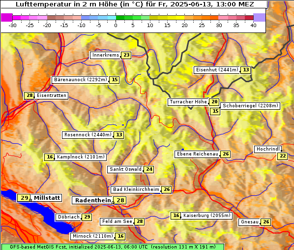 Temperatur, 13. 6. 2025