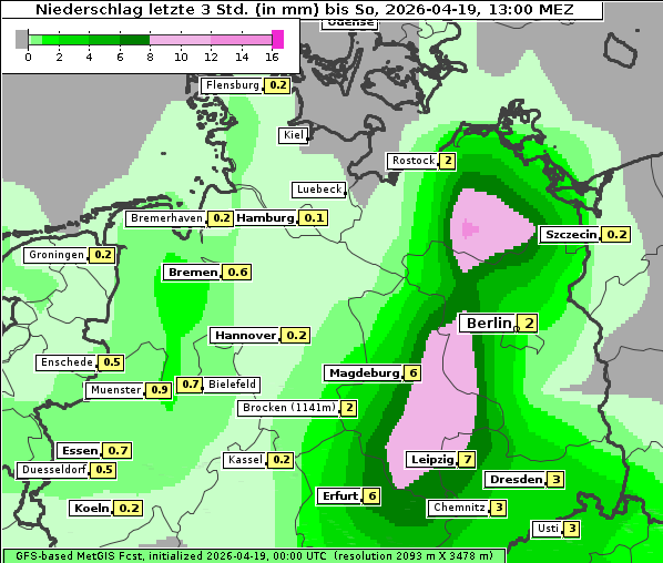 Niederschlag, 19. 4. 2026