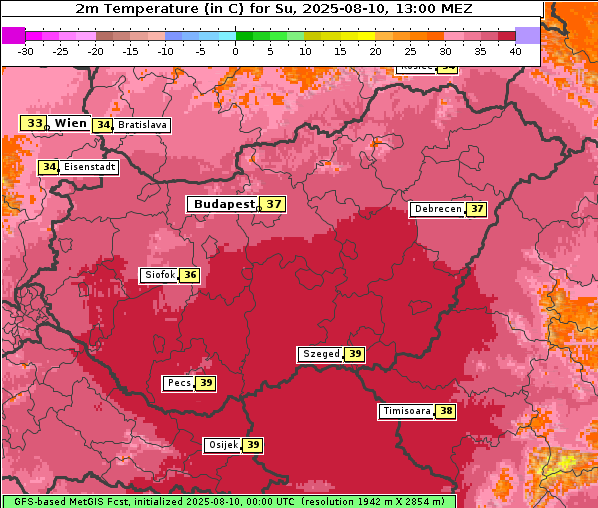 Temperatur, 10. 8. 2025