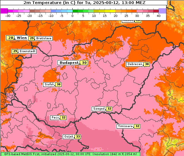 Temperatur, 12. 8. 2025