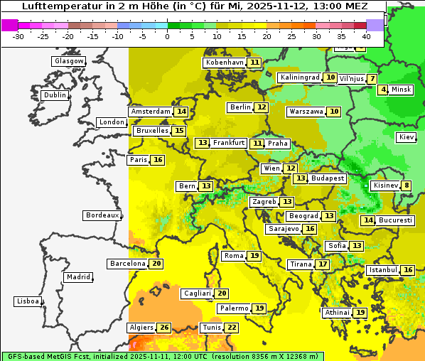 Temperatur, 12. 11. 2025