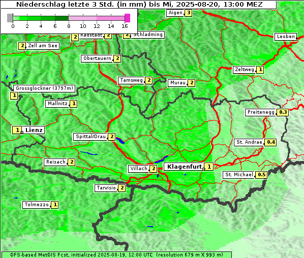 Niederschlag, 20. 8. 2025