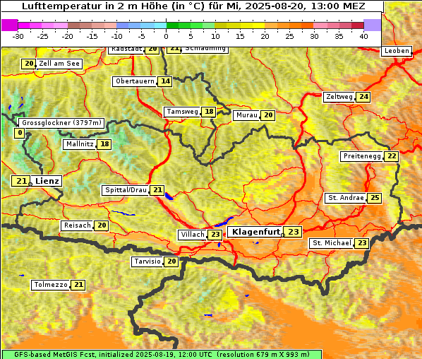 Temperatur, 20. 8. 2025